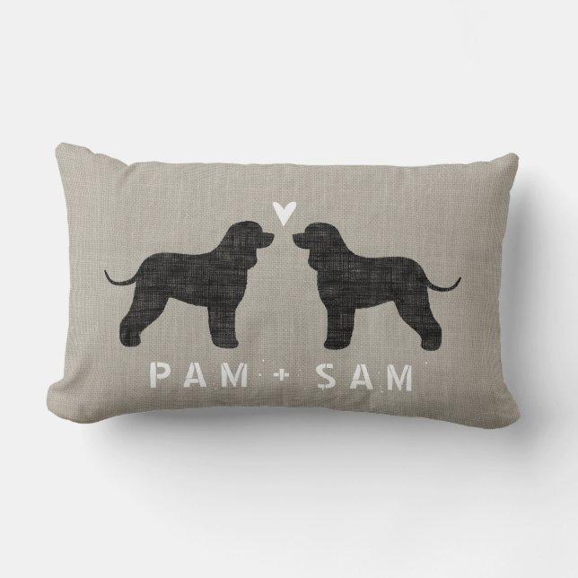 Almofada Lombar Irish Water Spaniel Silhouettes Love - Personalize (Frente)