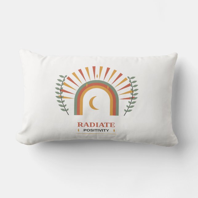 Almofada Lombar Irradie Positividade Boho Celestial Sol Lua Botâni (Frente)