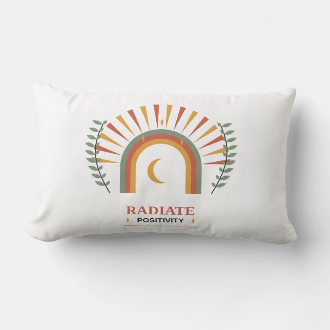 Almofada Lombar Irradie Positividade Boho Celestial Sol Lua Botâni (Frente)