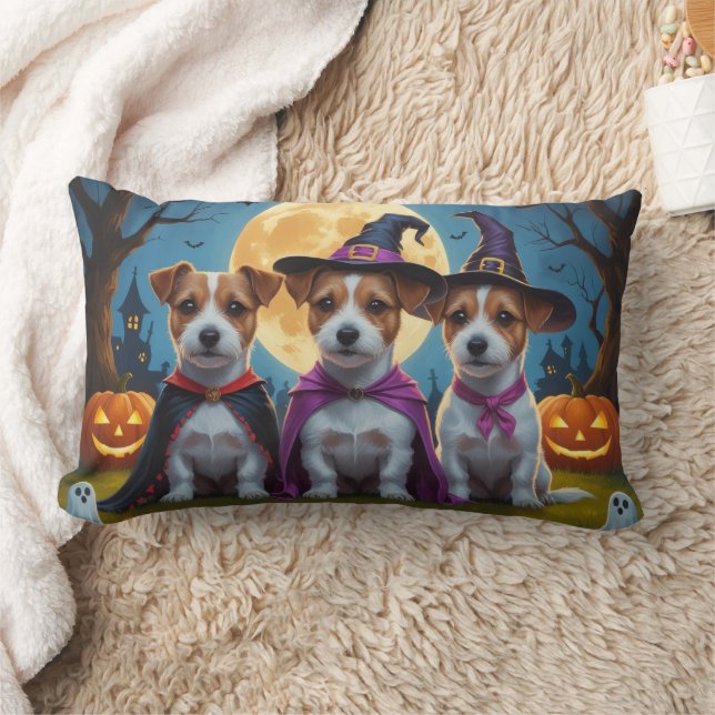 Almofada Lombar Jack Russell Dogs Pumpkin Halloween Engraçado (Cobertor)