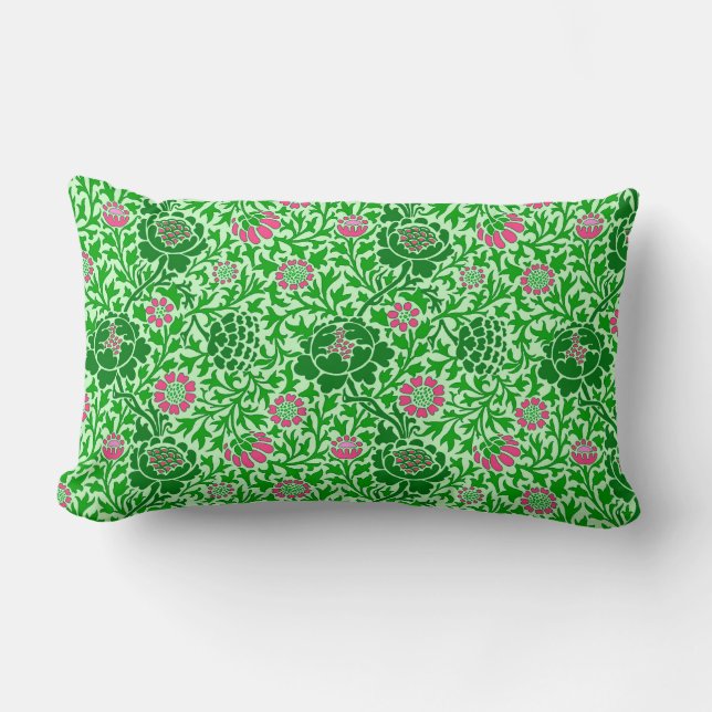 Almofada Lombar Jacobean Floral, Emerald e Verde limão (Frente)