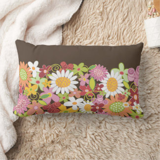 Almofada Lombar Jardim Caprichoso de Flores Cor-de-Rosa Pastel Sua