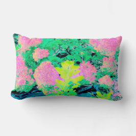 Almofada Lombar Jardim de Hydrangea rosa com folhagem amarela