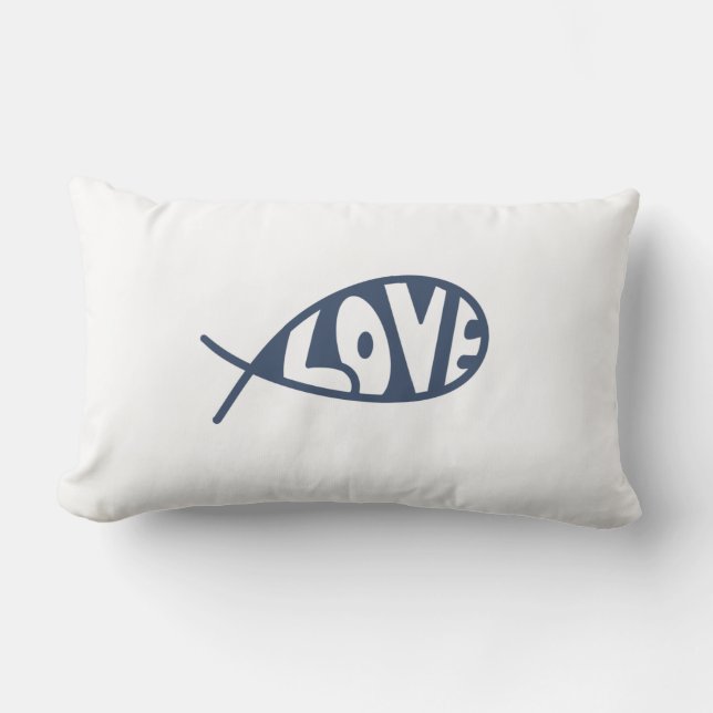 Almofada Lombar Jesus Fish Love Travesseiro decorativo (Frente)