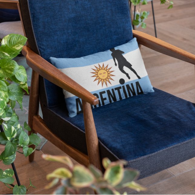 Almofada Lombar Jogador de futebol da Bandeira argentina usa ponto (Criador carregado)