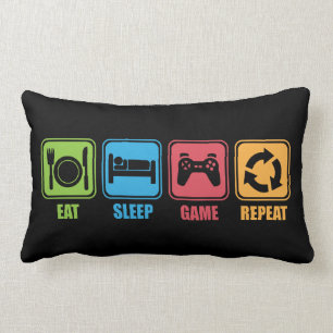 Almofada Lombar Jogo - coma, durma, jogo, repetição - Gamer,
