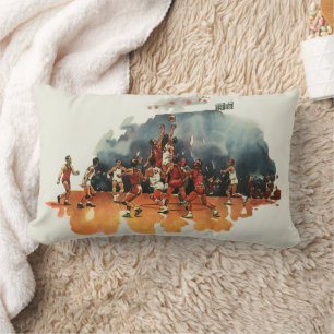 Almofada Lombar Jogo de basquete esportivo vintage, jogadores de b