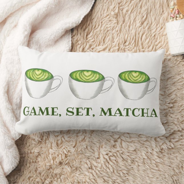 Almofada Lombar Jogo Jogo Combinação de Matcha Verde Chá Latte Foo (Cobertor)