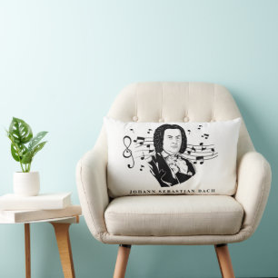 Almofada Lombar Johann Sebastian Bach Portrait e Bust com Notes