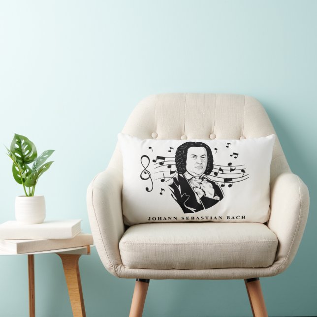 Almofada Lombar Johann Sebastian Bach Portrait e Bust com Notes (Cadeira)