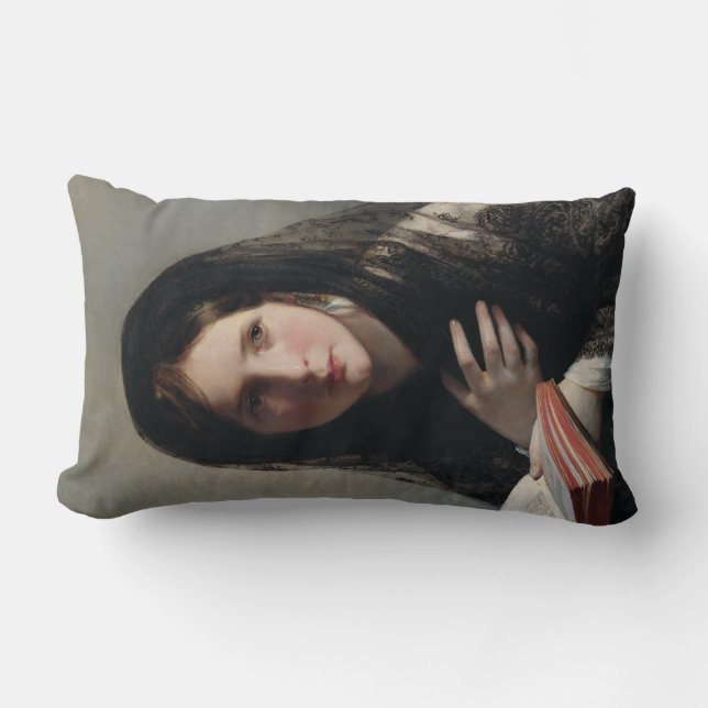 Almofada Lombar Jovem Mulher Perdida nos Sonhos (Lendo um Livro) (Frente)