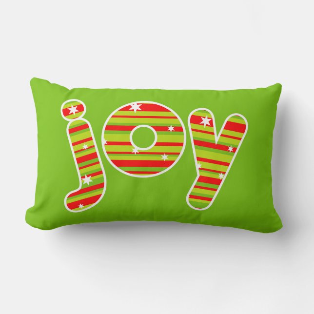 Almofada Lombar JOY at Christmas, Red & Green Stripes (Frente)