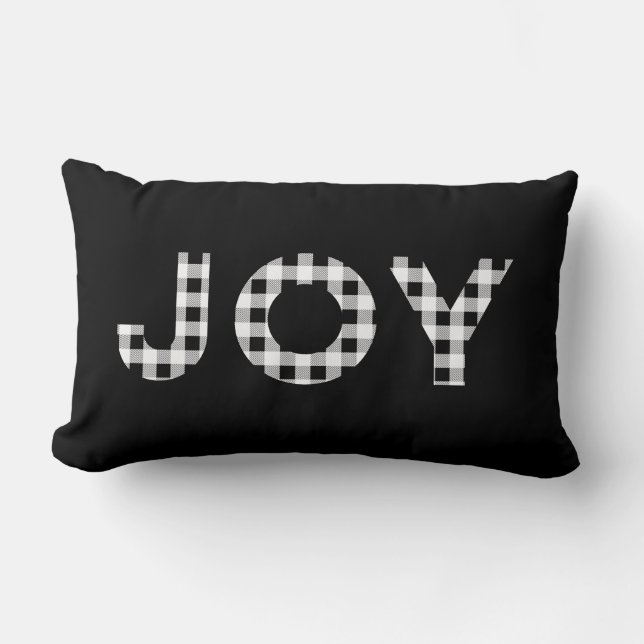 Almofada Lombar Joy Buffalo Check Black White Holiday Travesseiro  (Frente)
