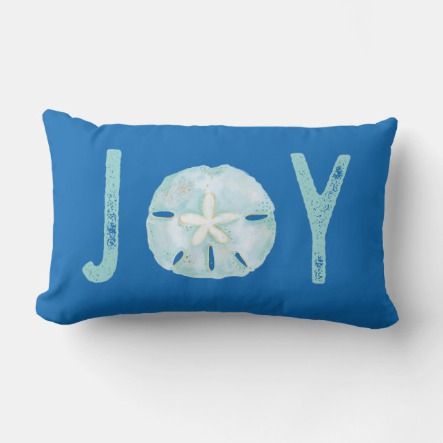 Almofada Lombar Joy Coastal Ocean Teal Watercolor Dólar (Frente)