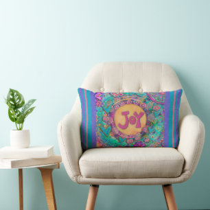 Almofada Lombar Joy Colorful Heart Stripe Pastel Inspirivity