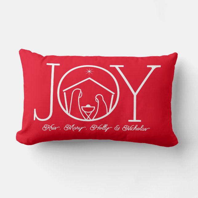 Almofada Lombar JOY Natividade Christian Christmas Family Name (Frente)