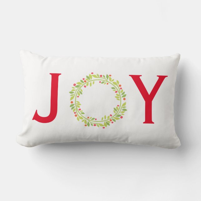 Almofada Lombar JOY Wreath Reversible Red and Green Christmas (Frente)