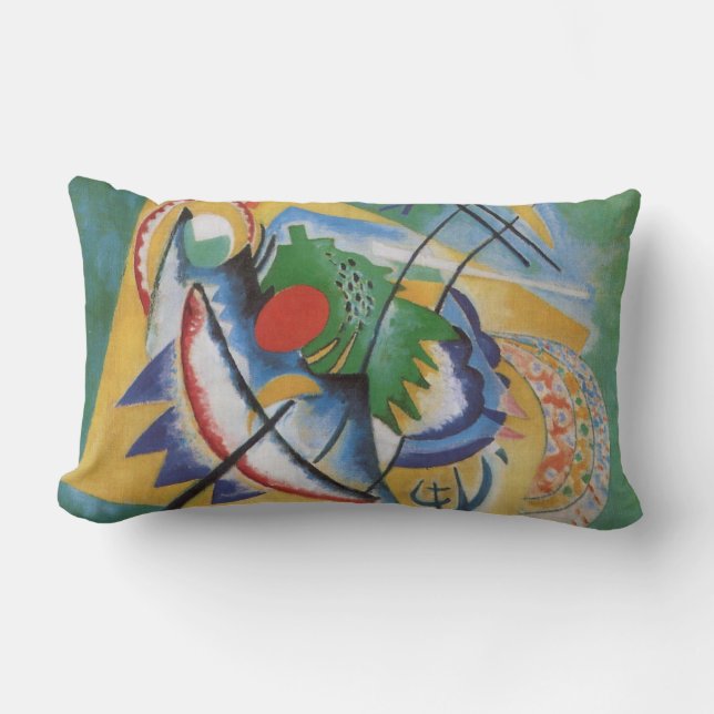 Almofada Lombar Kandinsky Abstrato 'Oval Red' Amarelo Verde (Frente)