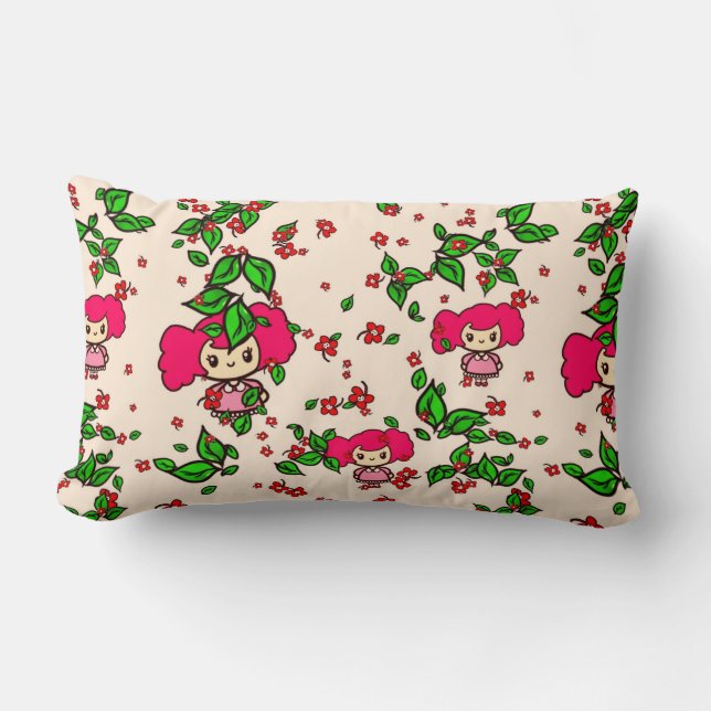 Almofada Lombar Kawaii Pattern Chibi Girl PinkyP personalizada (Frente)