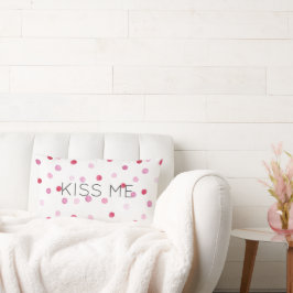 Almofada Lombar KISS ME Pink Watercolor Dots Sweet Namorados Fun