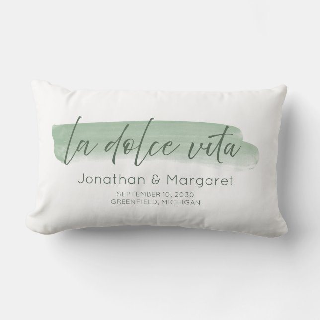 Almofada Lombar La Dolce Vita - A vida doce em Sage Green (Frente)