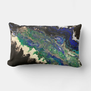 Almofada Lombar La Laguna pintura de branco azul-preto