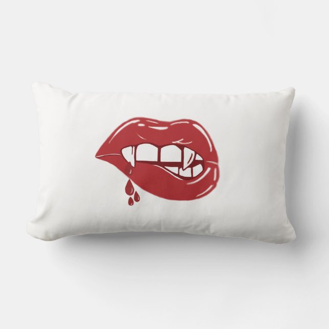 Almofada Lombar Lábios Vermelhos Vampiros Derrubando Sangue (Frente)