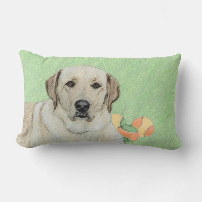 Almofada Lombar Labrador Amarelo - Impressão de Retriever e Tênis (Frente)