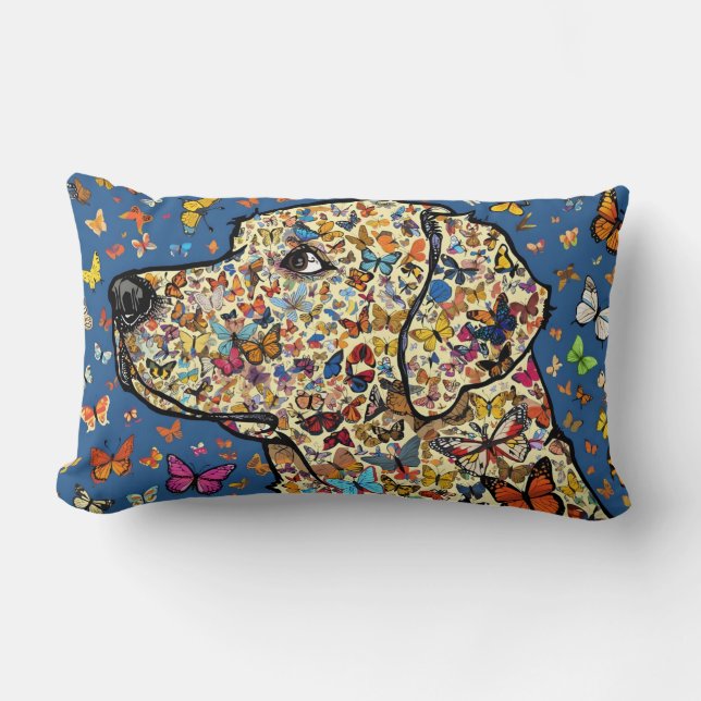 Almofada Lombar Labrador Retriever Butterfly Dog Art | Yellow Lab (Frente)