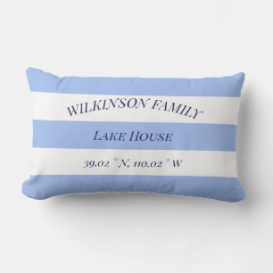 Almofada Lombar Lago House Nome da família Blue Stripes