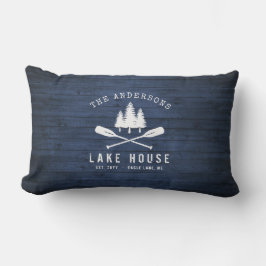 Almofada Lombar Lago Rustic House Oars Trees Blue Wood Impressão