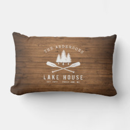 Almofada Lombar Lago Rustic House Oars Trees Wood Plank Impressão