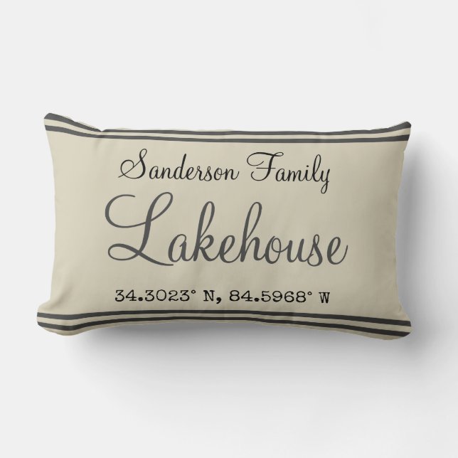 Almofada Lombar lakehouse Family name Lumbar Travesseiro (Frente)