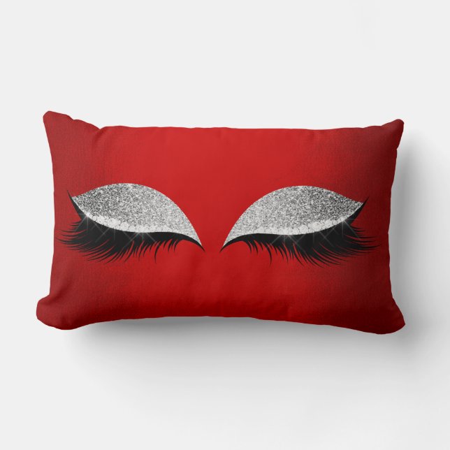 Almofada Lombar Lâmpadas de Ativação do Glam Preto da Lata Vermelh (Frente)