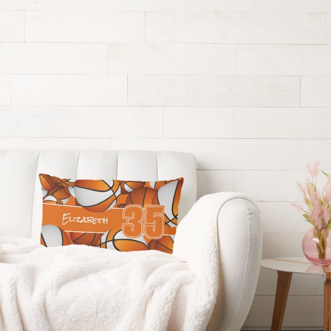 Almofada Lombar laranja branco muito cesto esportes meninas sala d (Sofá)