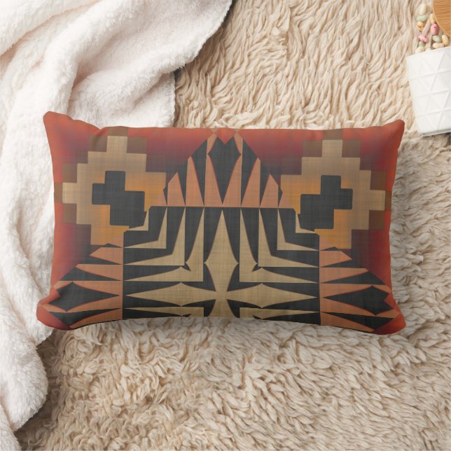 Almofada Lombar Laranja e preto Texturizados Geométricos (Cobertor)