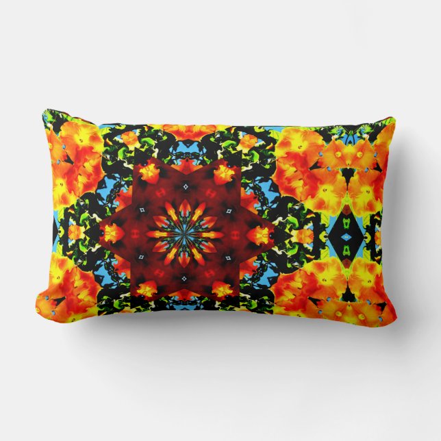 Almofada Lombar Laranja Floral (Frente)