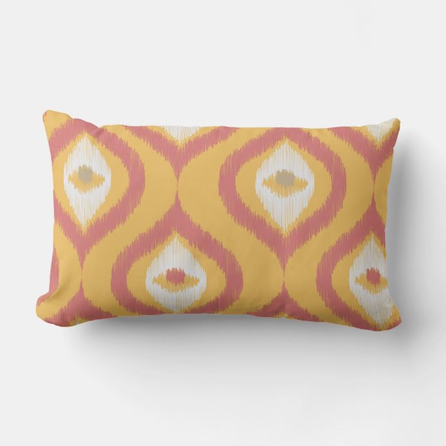 Almofada Lombar Laranja Ogee da Série Ikat (Frente)