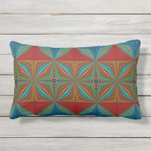 Almofada Lombar Laranja Queimada Bohemian Rust Teal Red Tribal Étn
