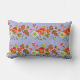 Almofada Lombar Laranja Shabby Poppy Pastel Floral Purple Lilac Cu