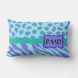 Almofada Lombar Lavanda e Turquesa, Zebra e Chita, Personalizados