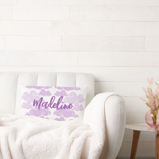 Almofada Lombar Lavanda Roxo Nome Nuvem Chinoiserie (Sofá)
