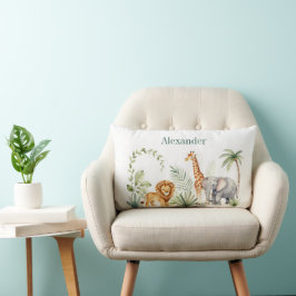 Almofada Lombar Leão Girafa e Elefante Personalizado Selva