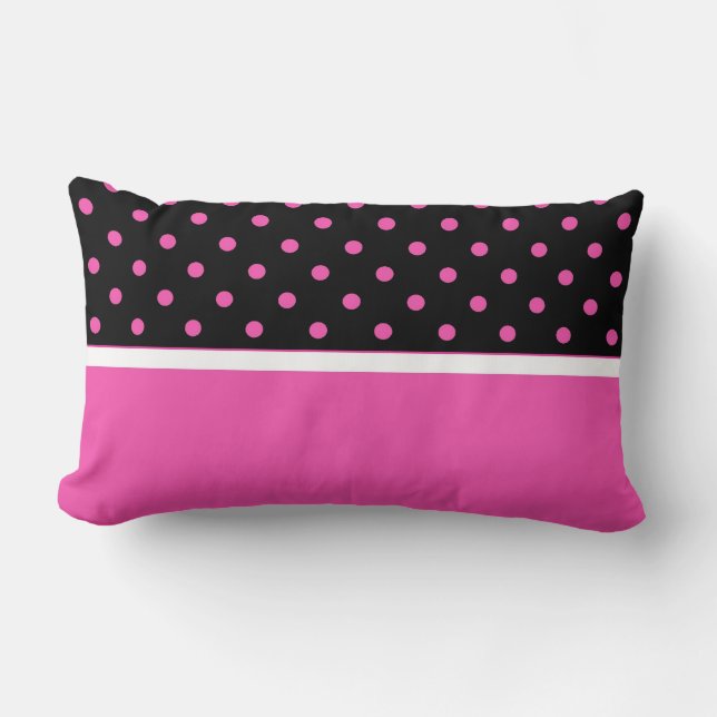 Almofada Lombar Legal rosa e preto, bolinhas. Adicionar seu nome (Frente)