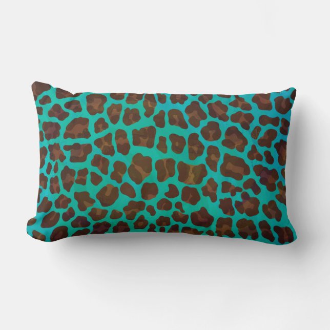 Almofada Lombar Leopard Brown e Teal Impressão (Frente)