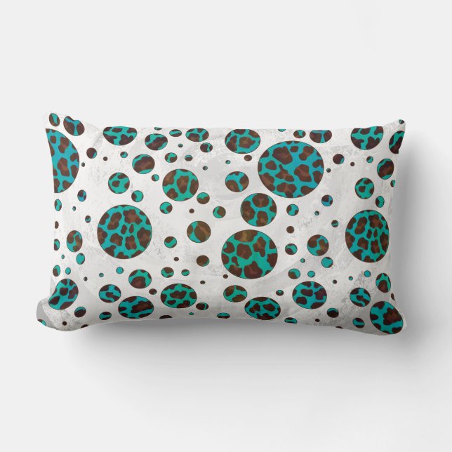 Almofada Lombar Leopard Brown e Teal PrintPolka Pontos (Frente)