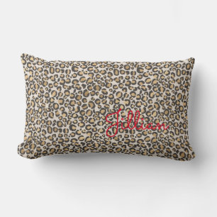 Almofada Lombar Leopardo Animal Imprimir Neutros Vermelho Nome Chi