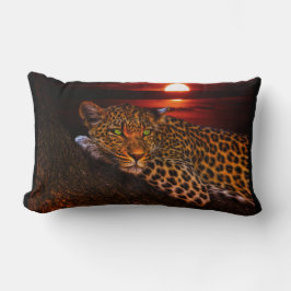 Almofada Lombar Leopardo bonito no por do sol