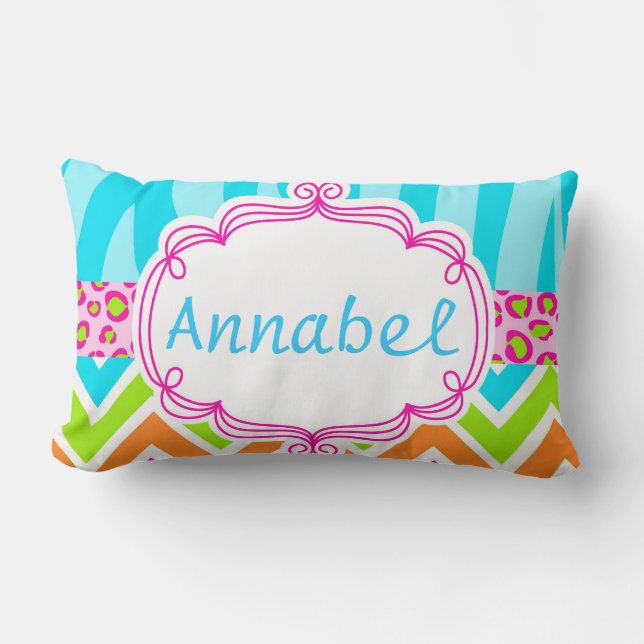 Almofada Lombar Leopardo brilhante e Chevron da zebra (Frente)