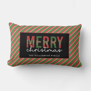 Almofada Lombar Leopardo do Natal Moderno Imprime Greve Verde Verm